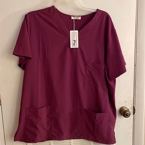 Scrub top - wine. NWT
